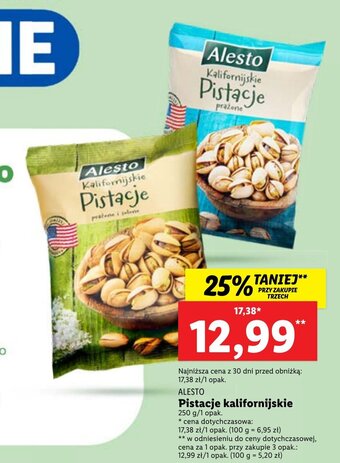 Lidl Alesto Pistacje kalifornijskie 250g oferta