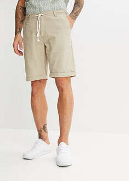 BonPrix Bermudy z materiału z domieszką lnu, z wiązanym troczkiem, regular fit oferta