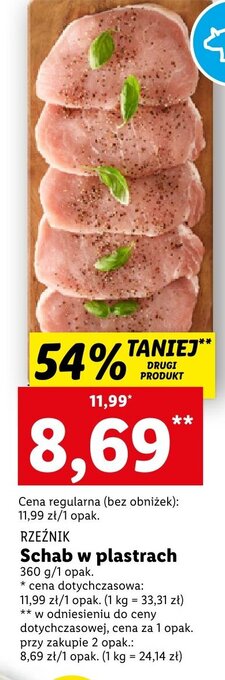 Lidl RZEŹNIK Schab w plastrach 360g oferta