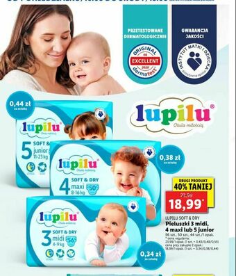 Lidl Pieluszki 3 midi, 4 maxi lub 5 junior oferta