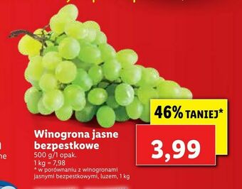 Lidl Winogrona jasne bezpestkowe oferta