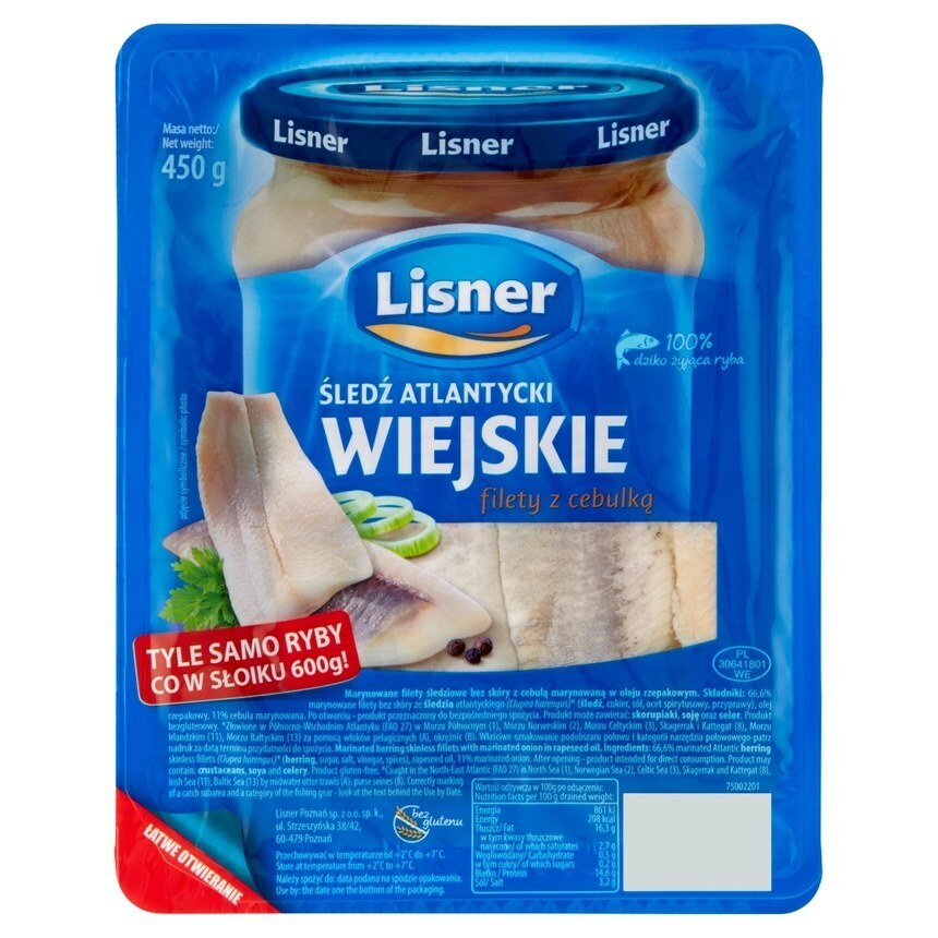Intermarche Lisner śledź atlantycki wiejskie filety z cebulką 450 g oferta