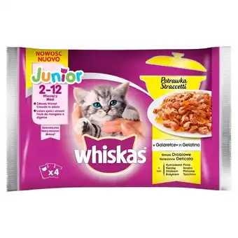 Euro Sklep Whiskas junior karma 2-12 miesięcy potrawka w galaretce smaki drobiowe 340 g (4 x 85 g) oferta