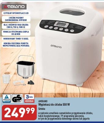 ALDI Wypiekacz do chleba 550w ambiano oferta
