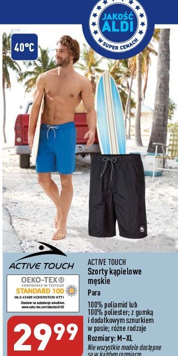 ALDI Szorty kąpielowe męskie m-xl active touch oferta
