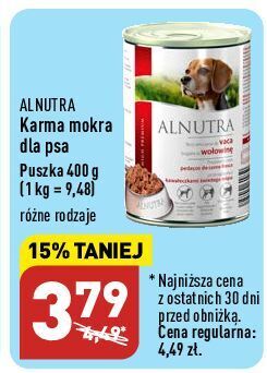 ALDI Karma dla psa z kawałeczkami świeżego mięsa wołowina alnutra oferta