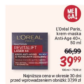 Rossmann Krem do twarzy na noc l'oreal revitalift laser x3 oferta