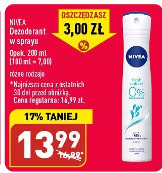 ALDI Antyperspirant nivea fresh natural oferta