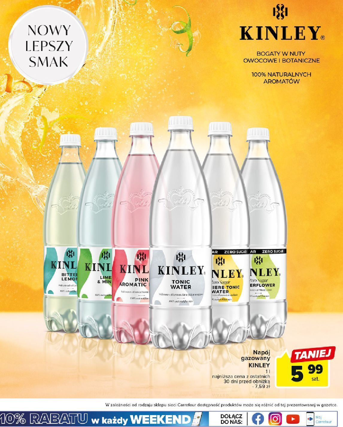 Carrefour Napój pink aromatic berry kinley oferta