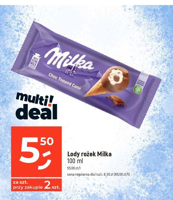 Dealz Rożek chocolate & vanilla milka ice cream oferta