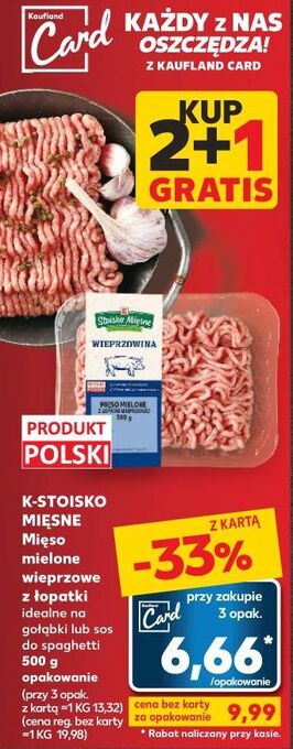 Kaufland Mięso mielone wieprzowe z łopatki stoisko mięsne oferta