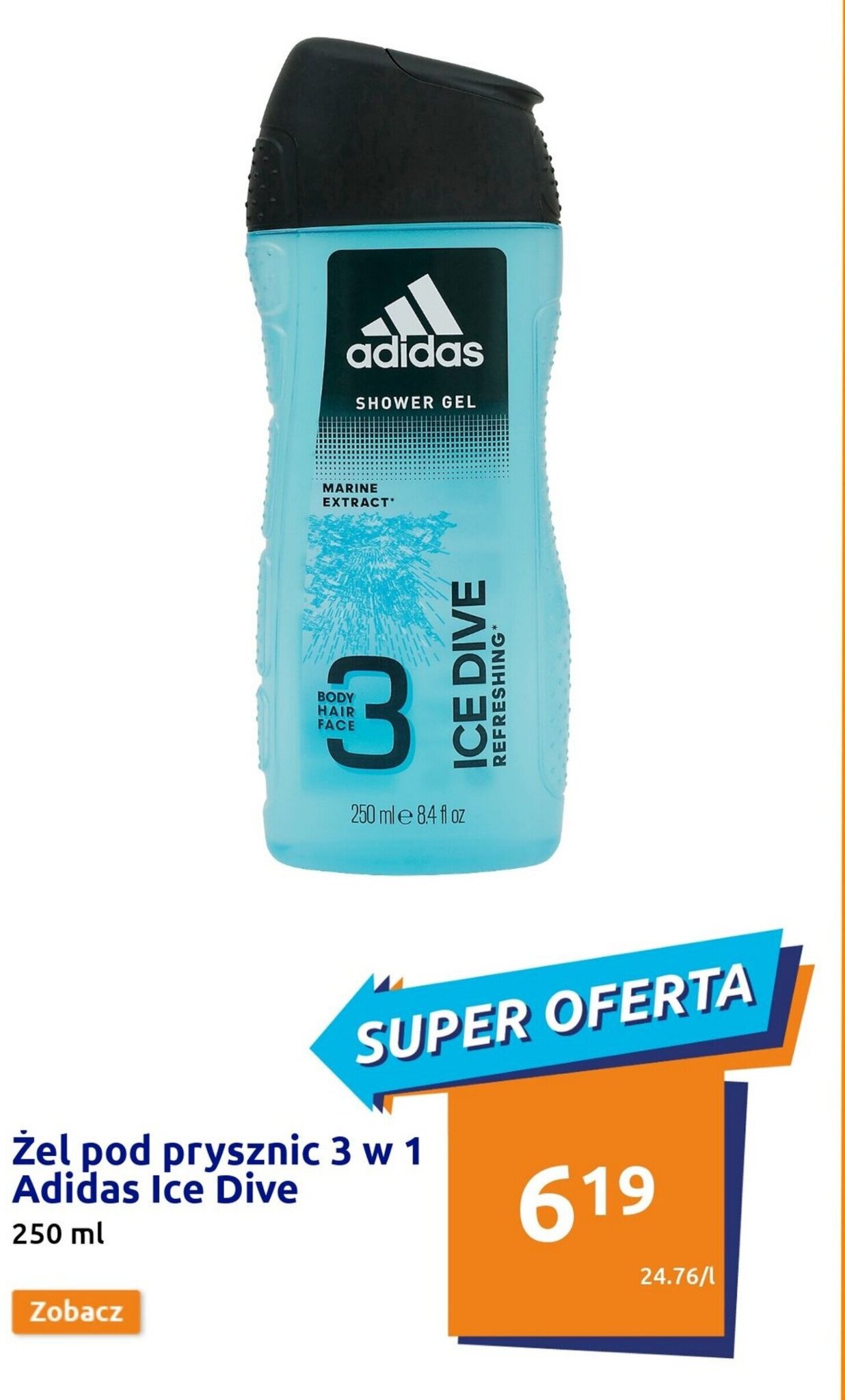 Action Żel pod prysznic 3 w 1 Adidas Ice Dive 250ml oferta