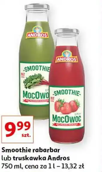 Auchan Smoothie rabarbar lub truskawka Andros 750 ml oferta