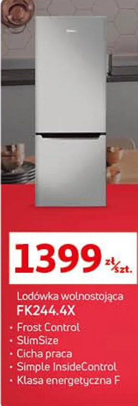 Auchan Lodówka wolnostojąca FK244.4X oferta