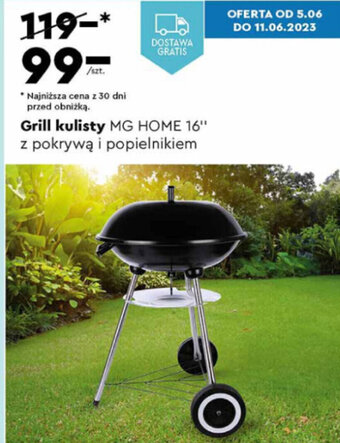 Biedronka Grill kulisty MG HOME 16" z pokrywą i popielnikiem oferta