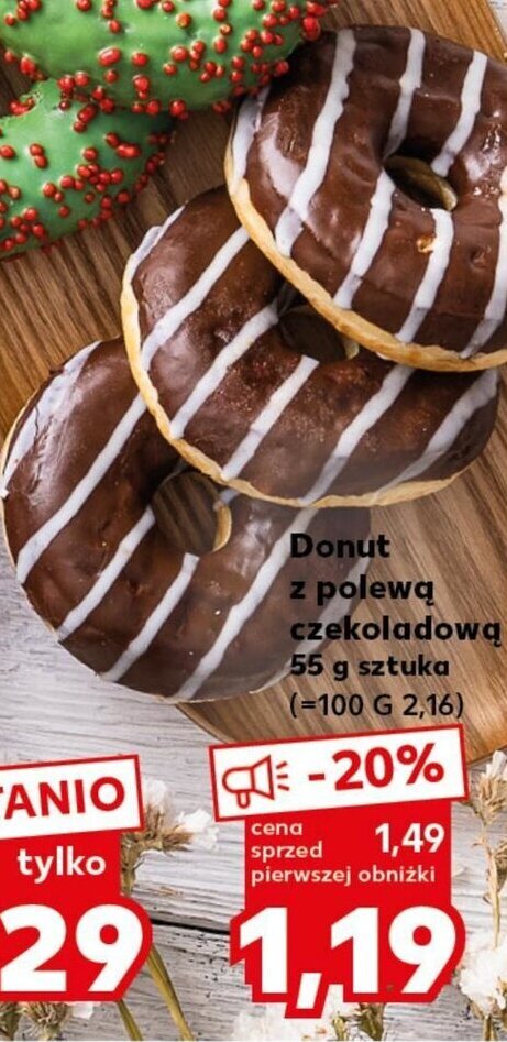 Kaufland Donut z polewą czekoladową 55 g sztuka oferta