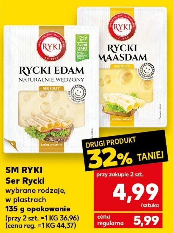 Kaufland Ser Rycki wybrane rodzaje, w plastrach 135g oferta