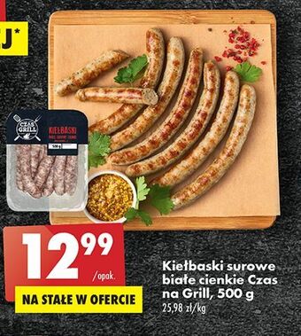 Biedronka Kiełbaski surowe białe cienkie czas na grill oferta