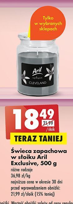 Biedronka Świeca zapachowa cleveland aril exclusive oferta