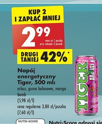 Biedronka Napój bubble gum tiger energy drink oferta