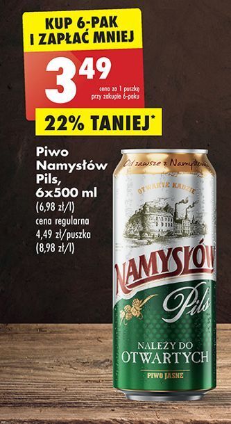 Biedronka Piwo namysłów pils oferta