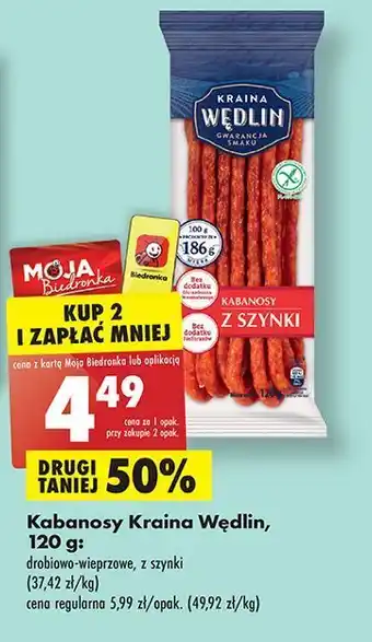 Biedronka Kabanosy z szynki kraina wędlin oferta