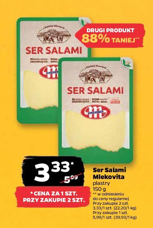Netto Ser salami plastry mlekovita oferta