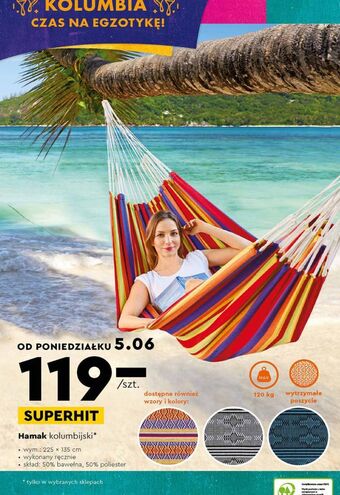 Biedronka Hamak kolumbijski 225 x 135 cm oferta