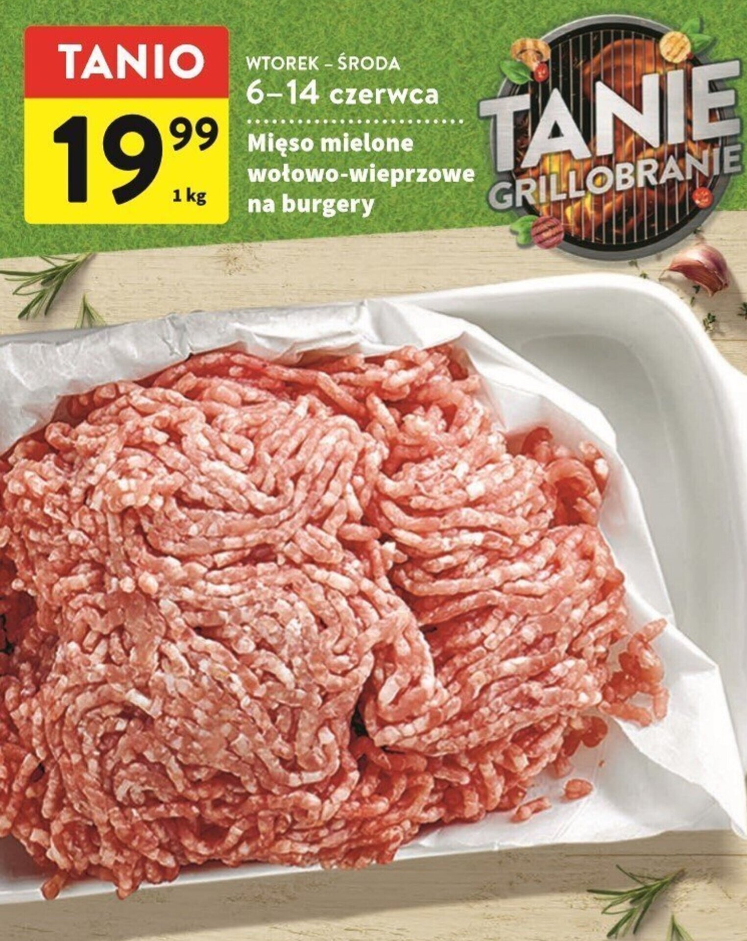 Intermarche Mięso mielone wołowo-wieprzowe na burgery 1kg oferta
