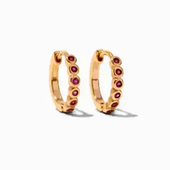 Claire's 18k yellow gold plated cubic zirconia 8mm fuchsia bubble huggie hoop earrings oferta