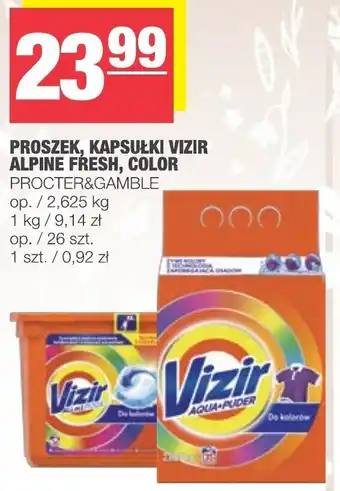 Spar Proszek, Kapsułki do prania Vizir Alpine Fresh, Color 2,625kg lub 26sztuk oferta