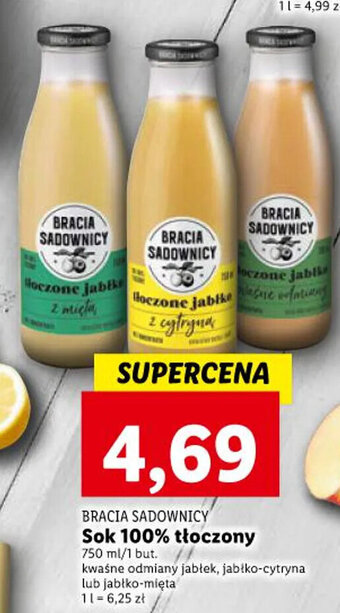 Lidl BRACIA SADOWNICY Sok 100% tłoczony 750ml oferta