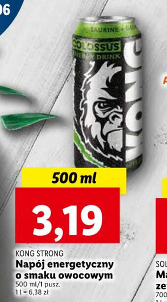 Lidl KONG STRONG Napój energetyczny o smaku owocowym 500 ml oferta