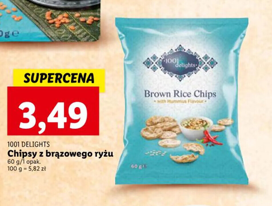 Lidl 1001 DELIGHTS Chipsy z brązowego ryżu 60 g oferta