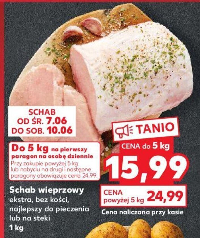 Kaufland Schab wieprzowy ekstra, bez kości, najlepszy do pieczenia lub na steki 1kg oferta