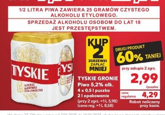 Kaufland Tyskie Gronie Piwo 5,2% alk. 4 x 0,5l oferta