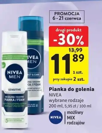 Intermarche Pianka do golenia natychmiastowa ochrona nivea men sensitive oferta