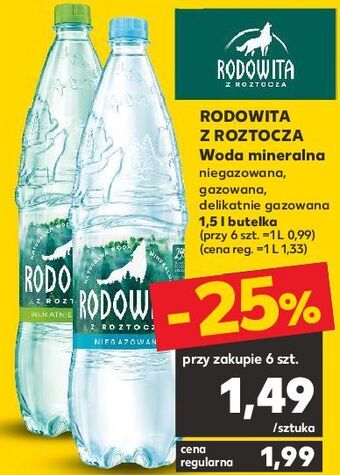Kaufland Woda delikatnie gazowana rodowita z roztocza oferta