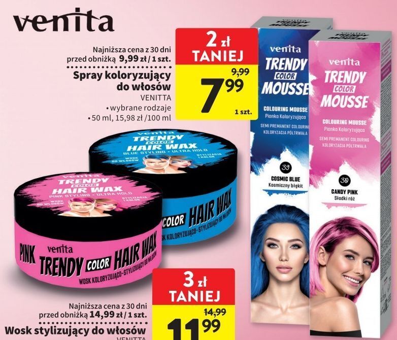 Intermarche Spray do koloryzacji włosów cosmic blue venita trendy color oferta