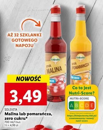 Lidl Syrop pomarańcza zero cukru solevita oferta