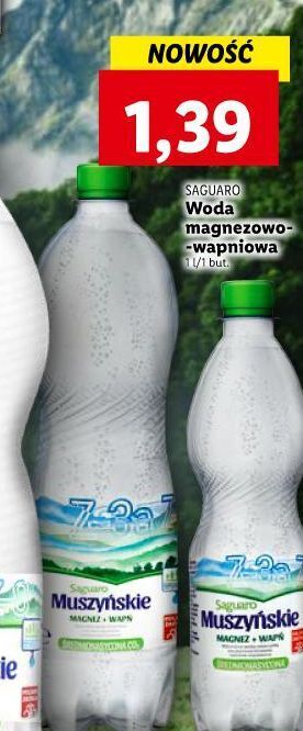Lidl Woda śrenio gazowana saguaro muszyńskie oferta