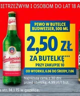Lidl Piwo budweiser oferta