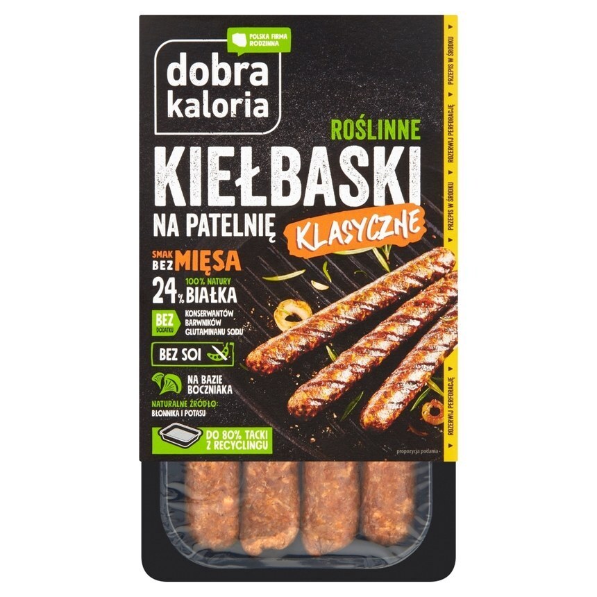 Intermarche Dobra kaloria roślinne kiełbaski na patelnię klasyczne 180 g oferta