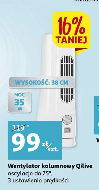 Auchan Wentylator kolumnowy 35w wys. 38 cm qilive oferta