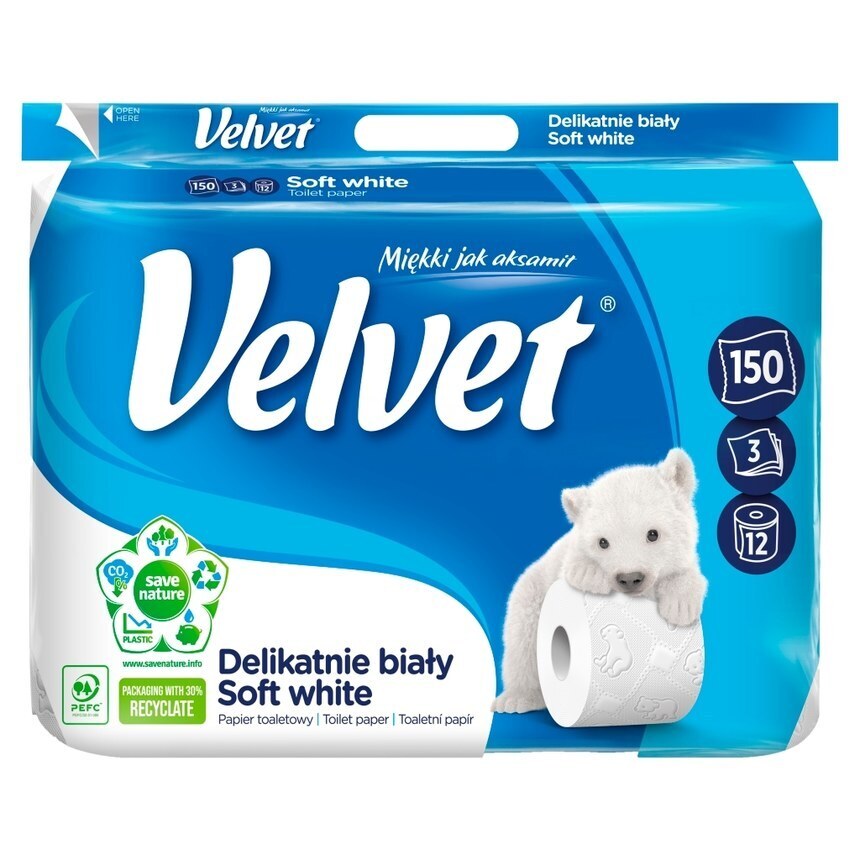 Intermarche Velvet delikatnie biały papier toaletowy 12 rolek oferta