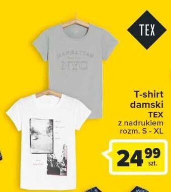 Carrefour T-shirt damski z nadrukiem s-xl tex oferta