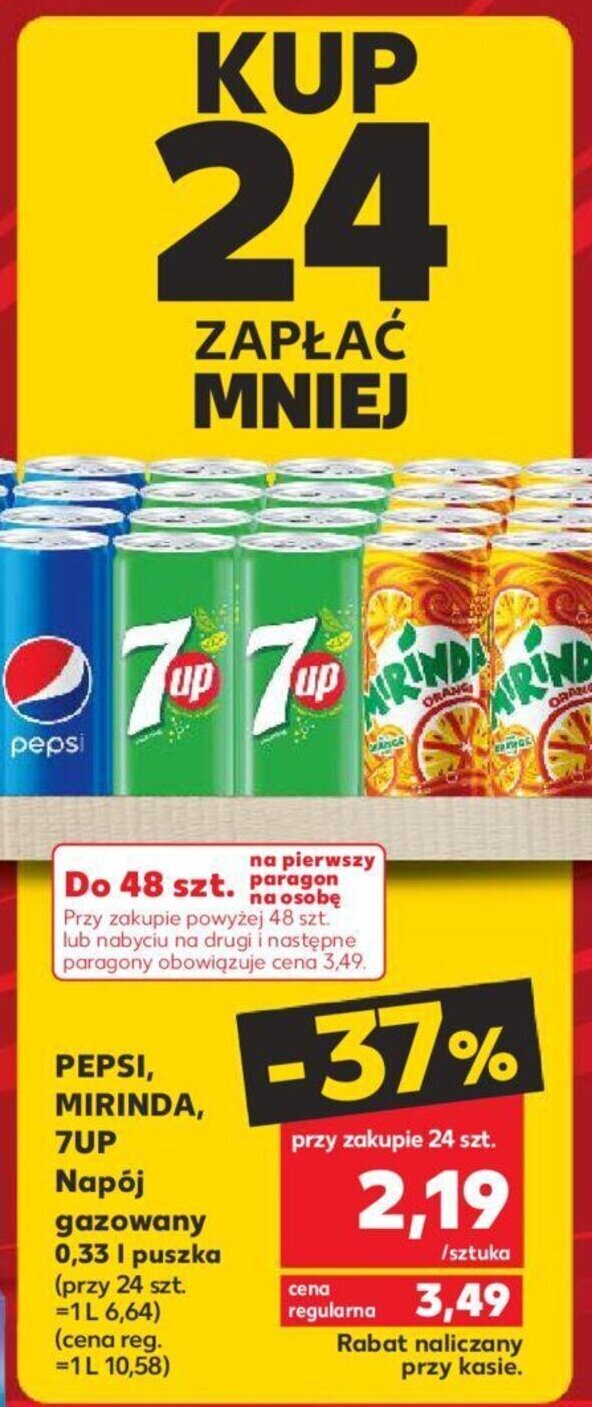 Kaufland 7UP, Pepsi, Mirinda Napój gazowany 0,33l oferta