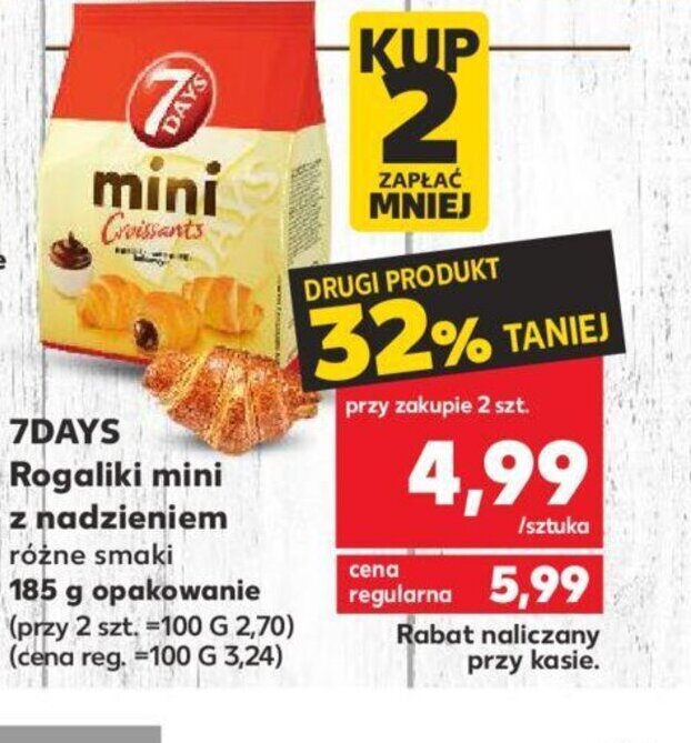 Kaufland 7DAYS Rogaliki mini z nadzieniem różne smaki 185g oferta