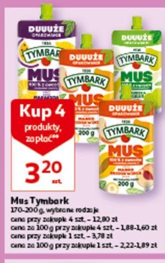 Auchan Mus mango-brzoskwinia tymbark 100% owoców oferta