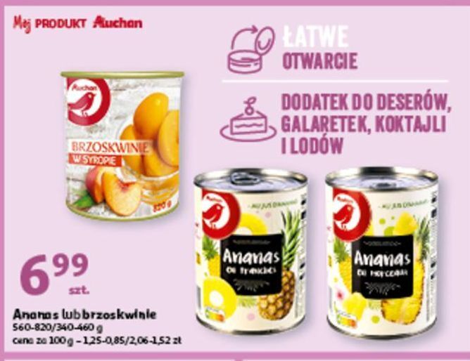 Auchan Ananas kawałki w syropie auchan na co dzień (logo zielone) oferta
